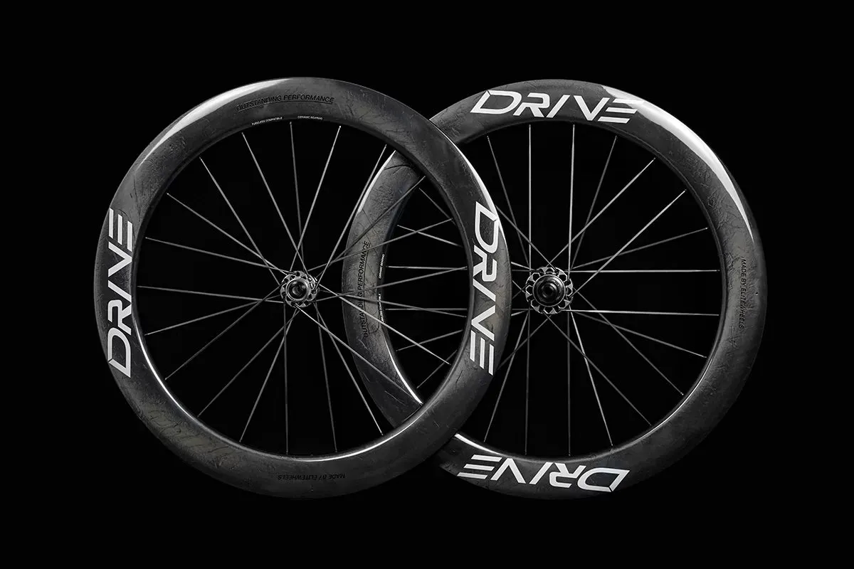 Elite Wheels Drive 65D Carbon Tubeless Ready Disc Brake Wheels - Shimano/SRAM (Gloss Marbel Black)