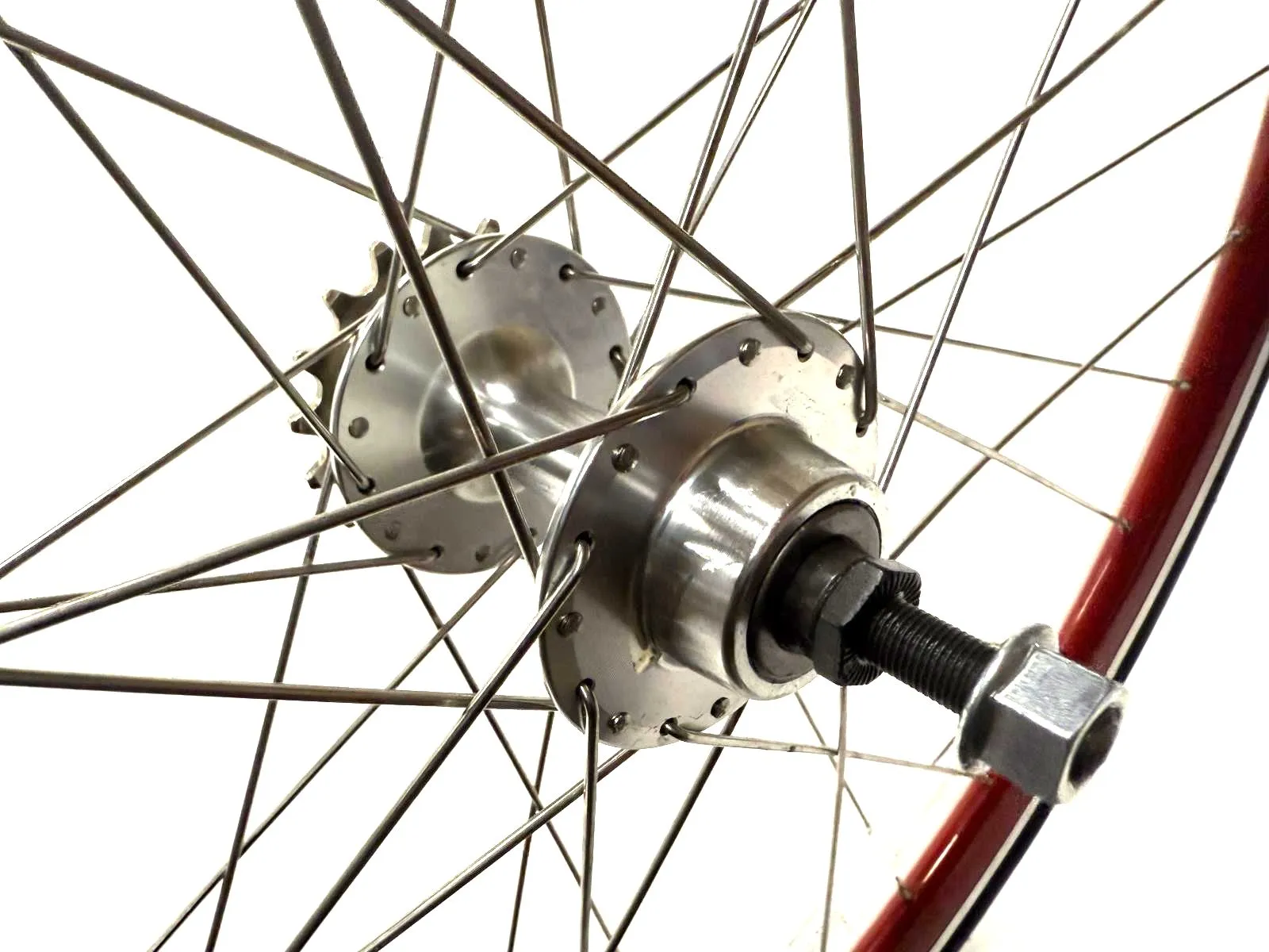 Single Speed Red Rear Wheel 700c 32 Spoke 17t Freewheel   Thick Slick WTB Tire