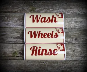 Slim's Detailing Bucket Stickers - Wash, Rinse, Wheels